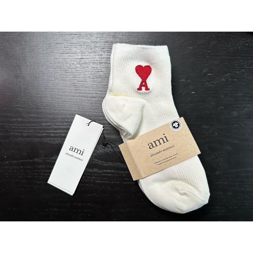 3 Pairs Ankle Socks White AMI Socks Brand New AMI - ALEXANDRE MATTIUSSI